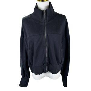 Free People FP Movement Jacket Women S Black Contrast Zip High Neck Gorpcore